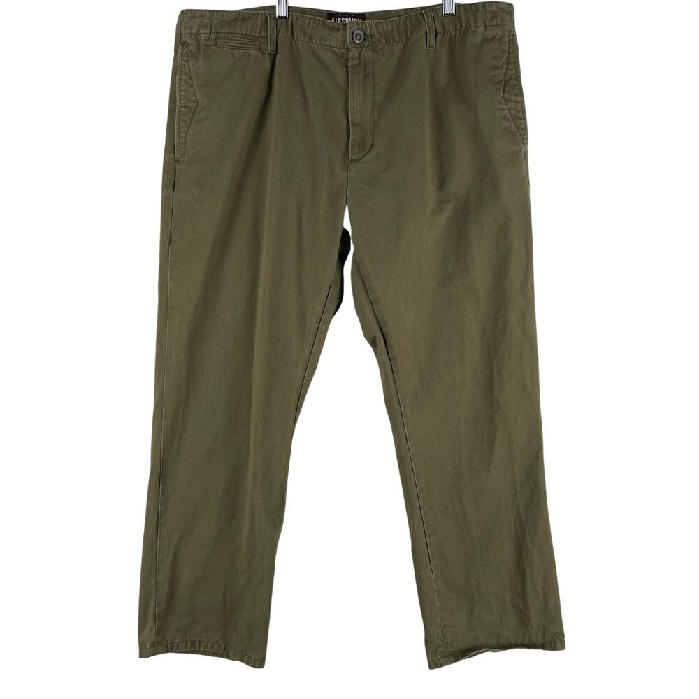 Alesbury Mens Off-Trail Straight Chino Pants 40x30 Dusty Olive Flat Front Cotton